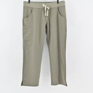 FIGS Pants Womens Size LP Sage Green Drawstring High Rise Kade Cargo‎ Scrubs NEW